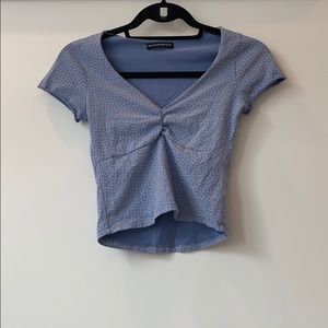 Brandy Melville Blue Flower Crop Top